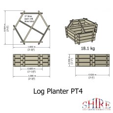 Shire Medium Hexagonal Planter - Pressure Treated - dimensions