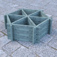 Shire Large Hexagonal Planter - Pressure Treated - in situ, angle view 2