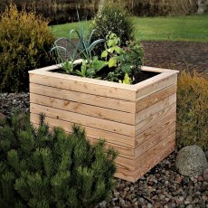 Shire Irena Larchwood Planter - in situ, angle view