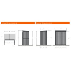 4x2 Hex Living Weston Pent Metal Shed in Anthracite Grey - different dimensions