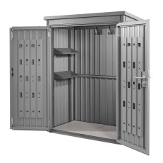 4x2 Hex Living Weston Pent Metal Shed in Anthracite Grey - isolated both doors open