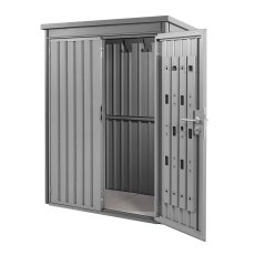 4x2 Hex Living Weston Pent Metal Shed in Anthracite Grey - isolated door open