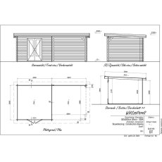 6m x 3m Lugarde Woodpro Pent Log Cabin with Canopy in 28mm Thick Wall Logs - dimensions