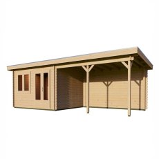 7mx3m Lugarde Woodpro Pent Log Cabin with Canopy - isolated doors closed