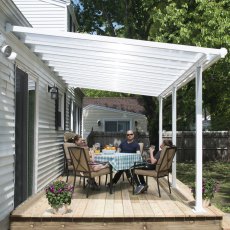 10x18 Palram Canopia Olympia White Patio Cover With Clear Panels - in situ