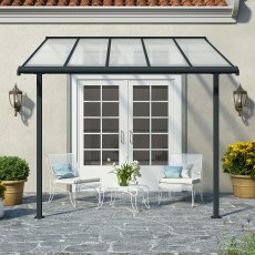 10x10 Palram Canopia Sierra Grey Clear Patio Cover - in situ, front view