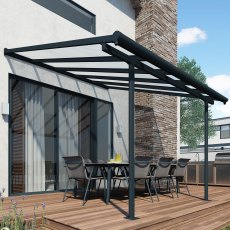 10x10 Palram Canopia Sierra Grey Clear Patio Cover - in situ