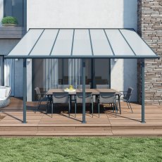 10x14 Palram Canopia Sierra Grey Clear Patio Cover - in situ, front view