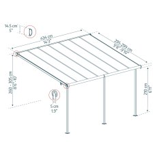 10x14 Palram Canopia Sierra Grey Clear Patio Cover - dimensions