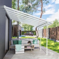 10x14 Palram Canopia Sierra White Clear Patio Cover - in situ, side view