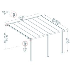 10x14 Palram Canopia Sierra White Clear Patio Cover - dimensions