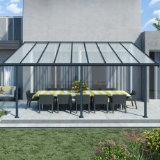 10x18 Palram Canopia Sierra Grey Clear Patio Cover - in situ, front view