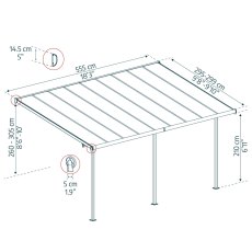 10x18 Palram Canopia Sierra Grey Clear Patio Cover - dimensions