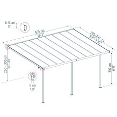 10x18 Palram Canopia Sierra White Clear Patio Cover - dimensions