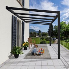 11x12 Palram Canopia Stockholm Grey Clear Patio Cover - in situ