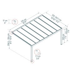 Palram 11 x 17 (3.42m x 5.15m) Palram Canopia Stockholm Grey Clear Patio Cover