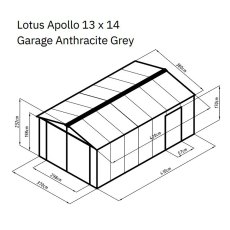 13x14 Lotus Apollo Metal Garage in Anthracite Grey - dimensions