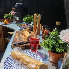 Mercia Compact Complete Outdoor Kitchen - in situ, food