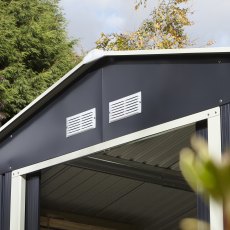 10x12 Rowlinson Trentvale Apex Metal  Shed in Dark Grey - vents