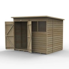 8x6 Forest 4Life Overlap Pent Wooden Shed with Double Doors - isolated view