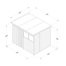 8x6 Forest 4Life Overlap Pent Wooden Shed with Double Doors - Dimensions