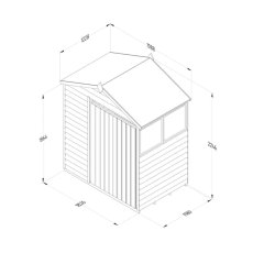 6x4 Forest 4Life Overlap Apex Wooden Shed with Double Doors - dimensions