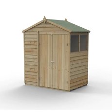 6x4 Forest 4Life Overlap Apex Wooden Shed with Double Doors - isolated