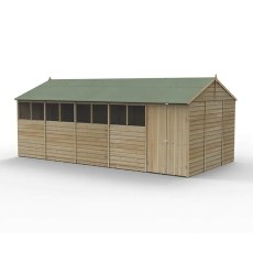 10x20 Forest 4Life Overlap Reverse Apex Wooden Shed with Double Doors 25yr Guarantee - isolated