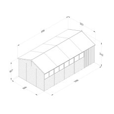 10x20 Forest 4Life Overlap Reverse Apex Wooden Shed with Double Doors 25yr Guarantee - Dimensions