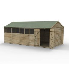 10x20 Forest 4Life Overlap Reverse Apex Wooden Shed with Double Doors 25yr Guarantee - isolated