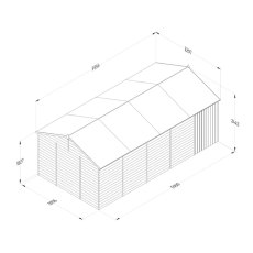 20x10 Forest 4Life Overlap Reverse Apex Windowless Wooden Shed with Double Doors 25yr Guarantee - dimensions