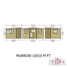 10 x 10 Shire Murrow Tongue And Groove Corner Shed - dimensions