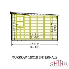 10 x 10 Shire Murrow Tongue And Groove Corner Shed- Internal dimensions