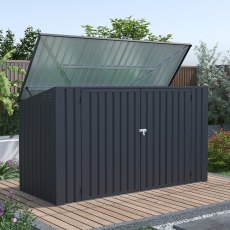 8x3 Lotus Pandora Metal Triple Bin Store - in situ, closed