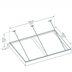 6x5 Palram Canopia Sophia XL 2000 Grey Door Canopy - White Opal - dimensions