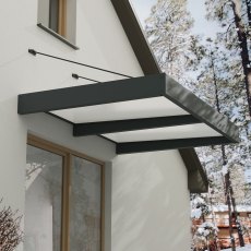 6x5 Palram Canopia Sophia XL 2000 Grey Door Canopy - White Opal - in situ, angle view