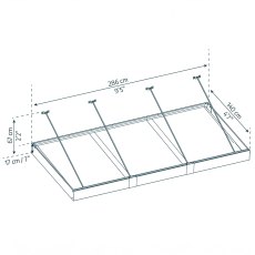 10x5 Palram Canopia Sophia XL 3000 Grey Clear Door Canopy - dimensions