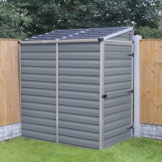 4x6 Palram Skylight Pent Plastic Shed - in situ, angle view