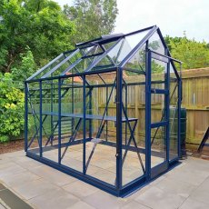 Elite High Eave 6x8 Greenhouse in Graphite powder coating with optional extras