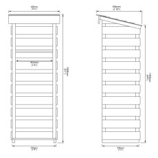 2 X 2 Rowlinson Narrow Log Store With Shelf - dimensions