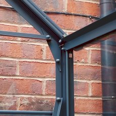 Elite Belmont 8x6 Greenhouse corner eaves in powder coated graphite