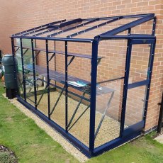 Elite Windsor 4x10 Lean To Greenhouse in optional powder coating navy with additional extras