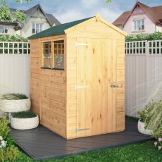 Mercia Woodsman Shiplap Apex 6x4 Shed - in situ, angle view