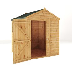 Mercia Woodsman Shiplap Apex 6x6 Shed - isolated angle view, doors open