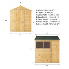 Mercia Woodsman Shiplap Apex 6x6 Shed - dimensions