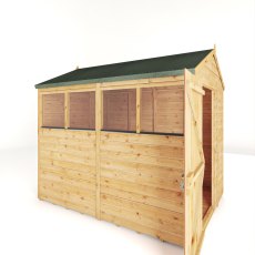 Mercia Woodsman Shiplap Apex 8x6 Shed - isolated view, side angle view