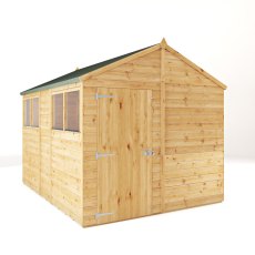 Mercia Woodsman Shiplap Apex 10x8 Shed - isolated angle view, doors closed