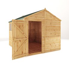 Mercia Woodsman Shiplap Apex 10x8 Shed - isolated angle view, doors closed