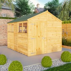 Mercia Woodsman Shiplap Apex 10x8 Shed - in situ, angle view