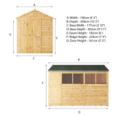 Mercia Woodsman Shiplap Apex 10x6 Shed - dimensions